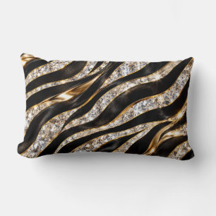 Luxury Zebra Crystal Animal Print Lumbar Cushion