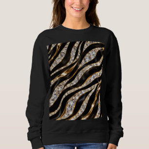 Luxury Zebra Crystal Animal Print Sweatshirt
