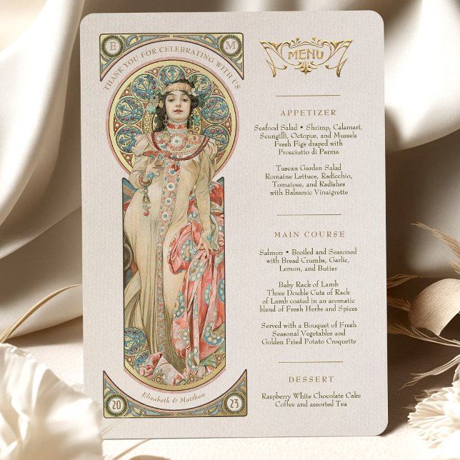 Luxus Menu Wedding Art Nouveau by Mucha Invitation (Creator Uploaded)