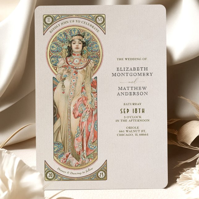 Luxus Wedding Invitation Card Art Nouveau by Mucha (Creator Uploaded)