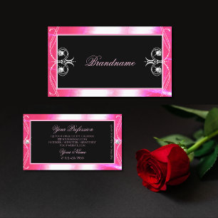Luxuy Black Pink Sparkle Jewels Ornate Ornaments Business Card