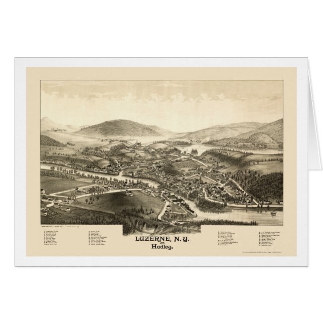 Luzerne & Hadley, NY Panoramic Map - 1887 (Front Horizontal)