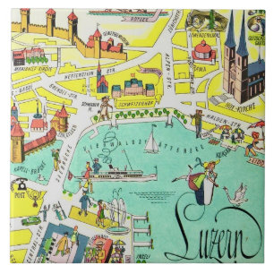 Luzerne Switzerland Colourful Map Tile