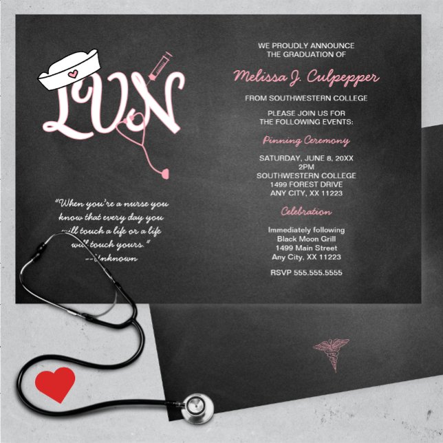 LVN graduation nurse pinning ceremony invites (Creator Uploaded)