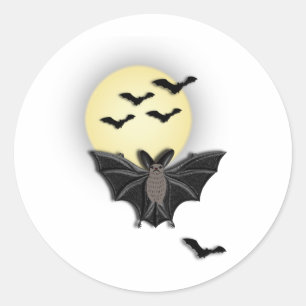 LWood Bat Halloween Classic Round Sticker