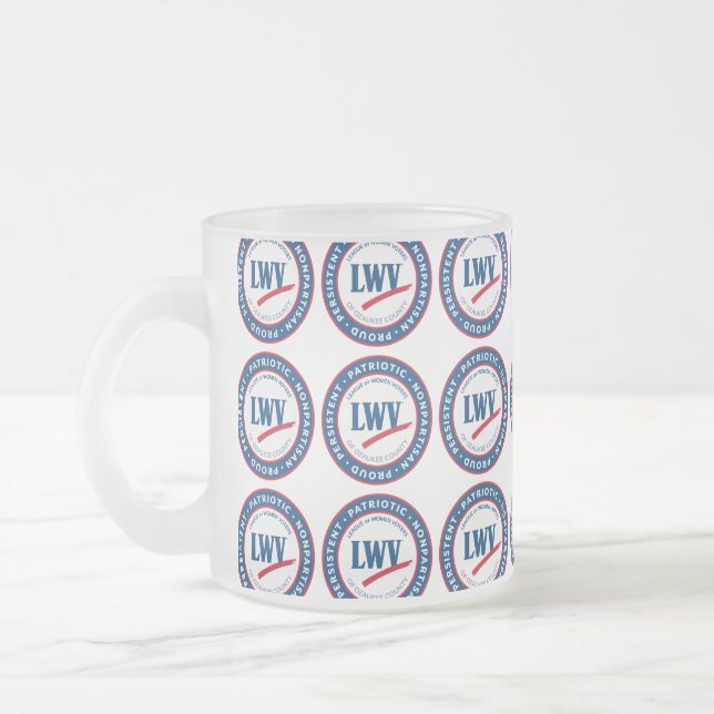 LWVOZ Patriotic • Nonpartisan • Proud • Persistent Frosted Glass Coffee Mug (Left)