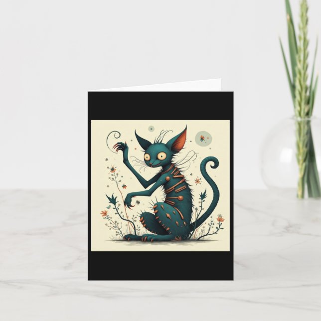 Ly Teal Cat Sticker  Card (Front)