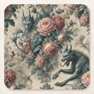 Lycans & Lullabies – Gothic Victorian Design Square Paper Coaster