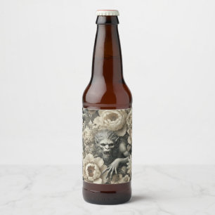 Lycanthropic Splendour – Gothic Werewolf Floral Beer Bottle Label