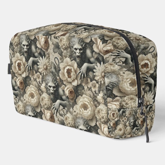 Lycanthropic Splendour – Gothic Werewolf Floral  Dopp Kit (Right Corner)