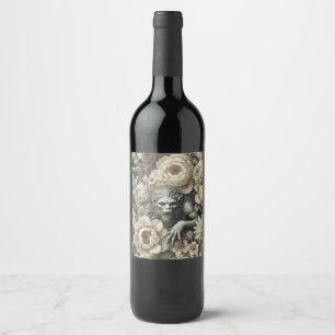 Lycanthropic Splendour – Gothic Werewolf Floral  Wine Label