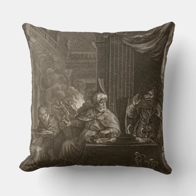 Lycaon Metamorphosed into a Wolf, 1731 (engraving) Cushion (Front)