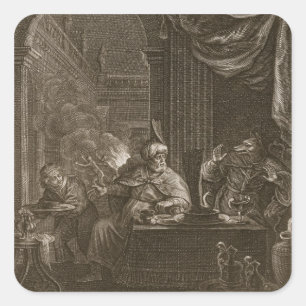 Lycaon Metamorphosed into a Wolf, 1731 (engraving) Square Sticker