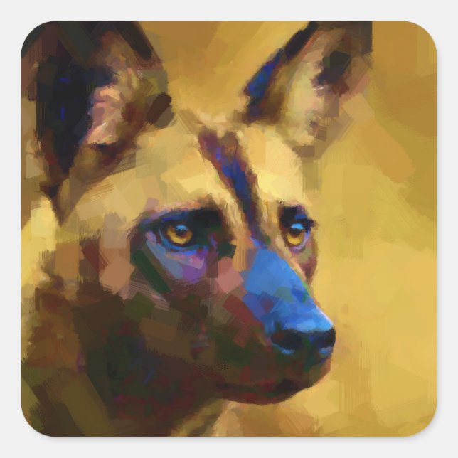 Lycaon Pictus Square Sticker (Front)