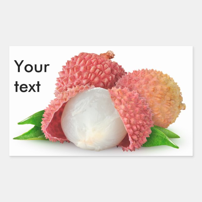 Lychee fruits with leaves rectangular sticker (Front)