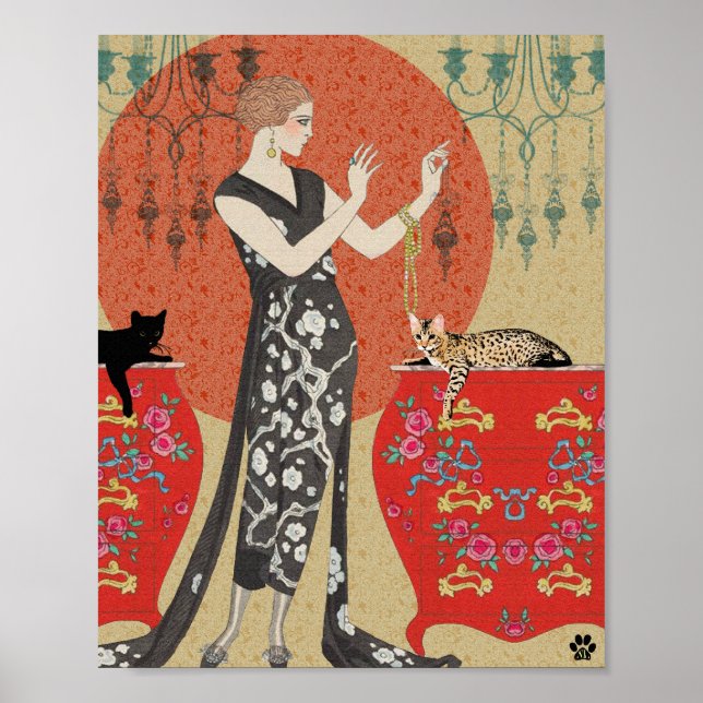 Lydia & Bengal in Red and Gold Poster (Front)