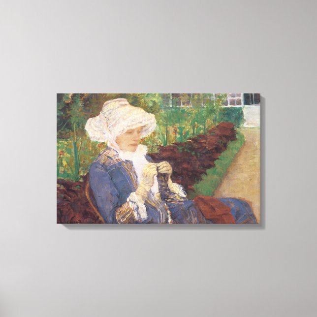 Lydia Crocheting in Garden at Marly, Mary Cassatt Canvas Print (Front)