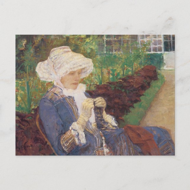 Lydia Crocheting in Garden at Marly, Mary Cassatt Postcard (Front)