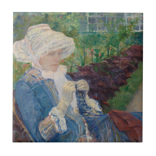 Lydia Crocheting in the Garden at Marly Tile (Front)