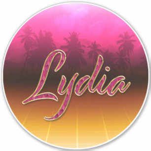 Lydia First name golden pink sticker