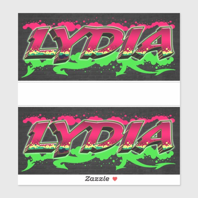 Lydia First Name Graffiti Sticker (Sheet)