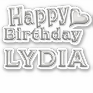 Lydia Happy Birthday silver sticker
