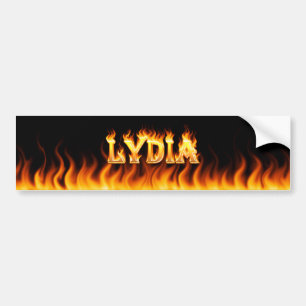Lydia real fire and flames bumper sticker design