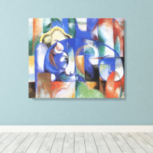 Lying Bull by Franz Marc, Vintage Cubism Art Canvas Print