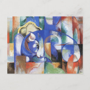Lying Bull by Franz Marc, Vintage Cubism Art Postcard