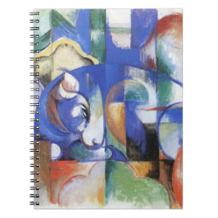 Lying Bull by Franz Marc, Vintage Cubism Art Spiral Notebook