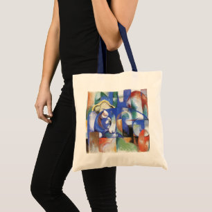 Lying Bull by Franz Marc, Vintage Cubism Art Tote Bag