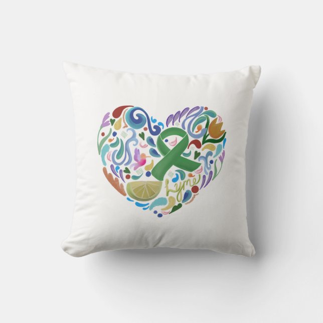 Lyme Awareness, Green Ribbon, Lime Pillow (Front)