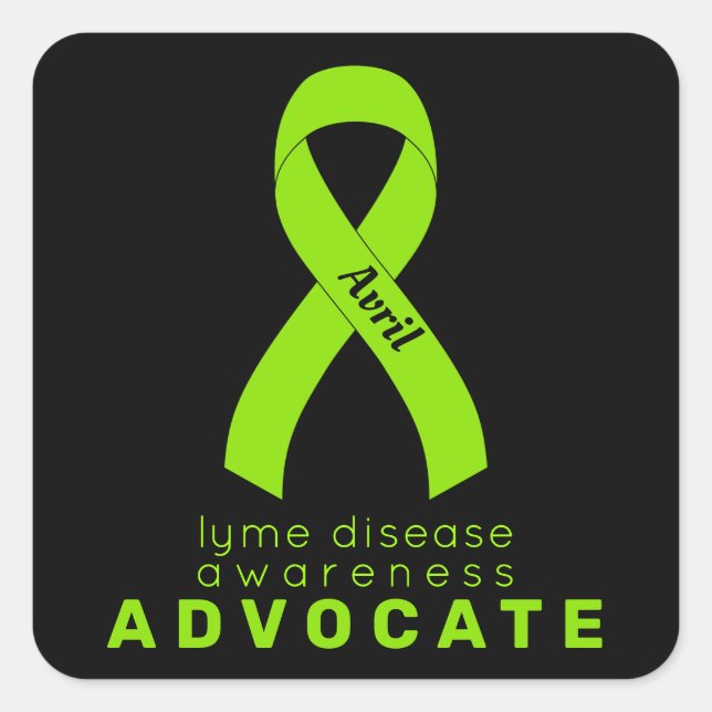 Lyme Disease Advocate Black Square Sticker (Front)