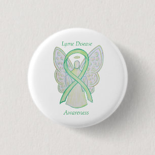 Lyme Disease Awareness Angel Ribbon Custom Art Pin