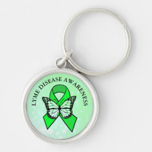 Lyme Disease Awareness Butterfly Ribbon Key Ring