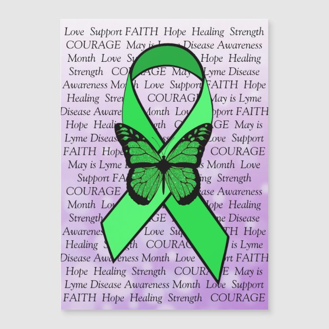Lyme Disease Awareness Butterfly Ribbon Magnet (Front)
