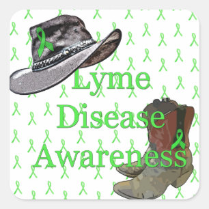 Lyme Disease Awareness Cowboy Country & Western Square Sticker