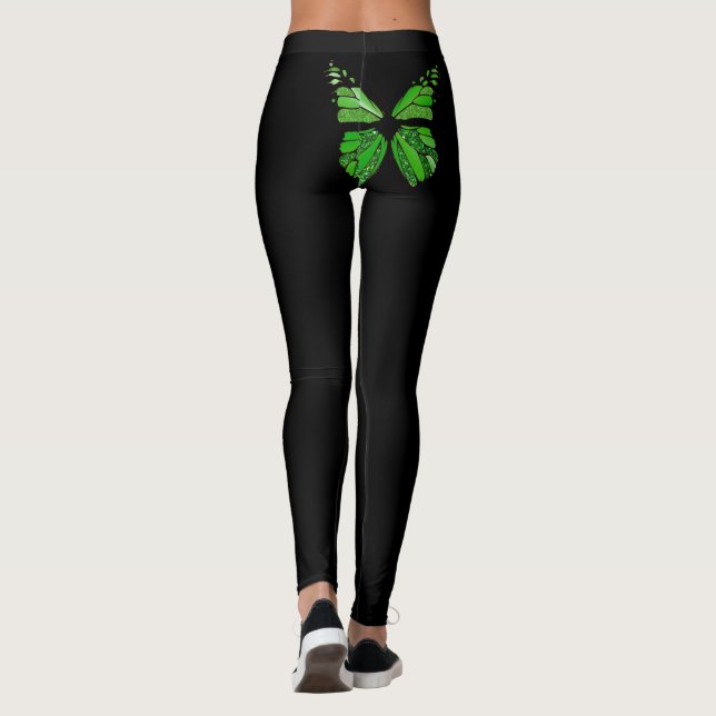 Lyme Disease Awareness Leggings with Butterfly (Back)