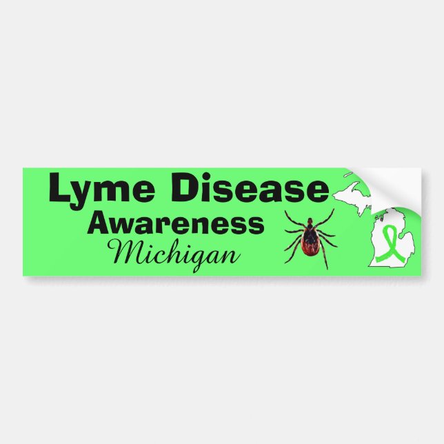 Lyme Disease Awareness Michigan Bumper Sticker (Front)