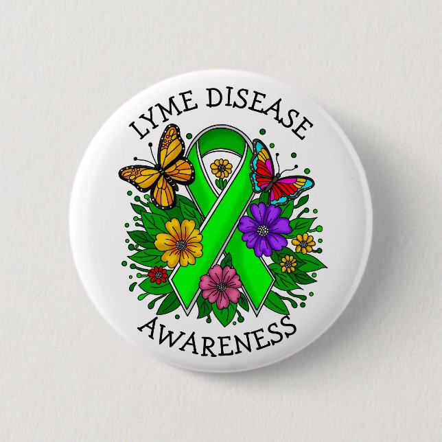 Lyme Disease Awareness Ribbon 6 Cm Round Badge (Front)