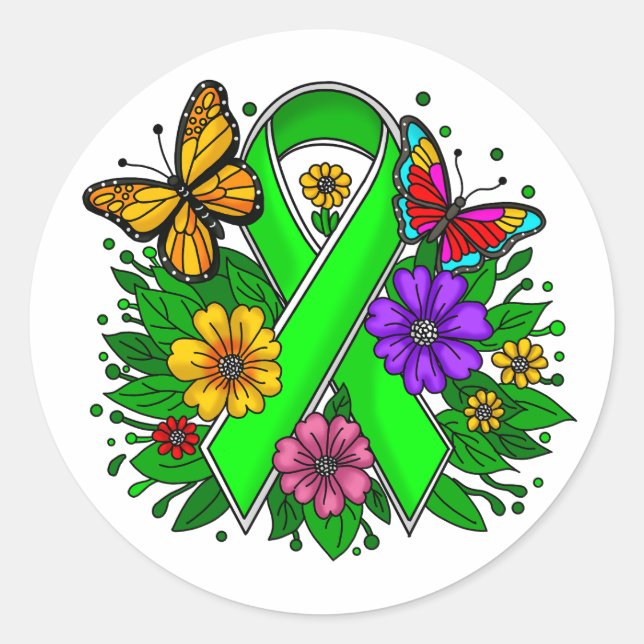 Lyme Disease Awareness Ribbon Classic Round Sticker (Front)