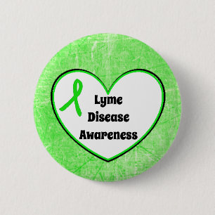 Lyme Disease Awareness Ribbon Heart Button