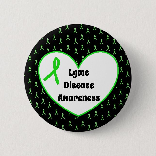 Lyme Disease Awareness Ribbon  Heart Button (Front)