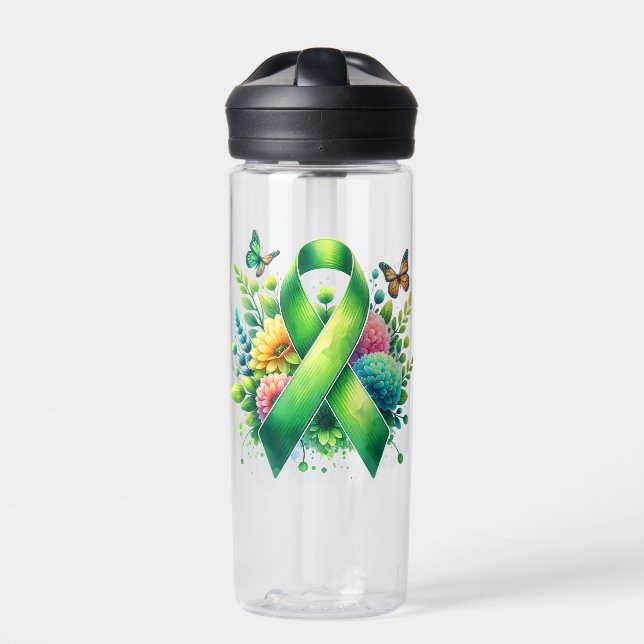 Lyme Disease Awareness Ribbon Water Bottle (Front)