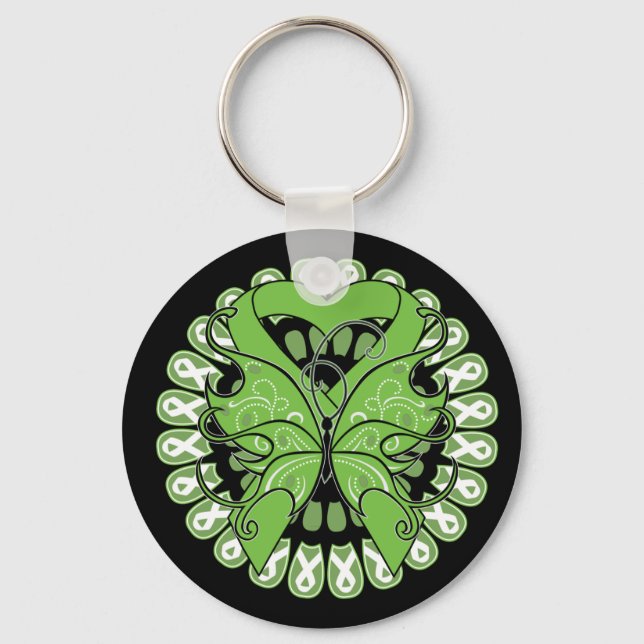 Lyme Disease Butterfly Circle of Ribbons Key Ring (Front)