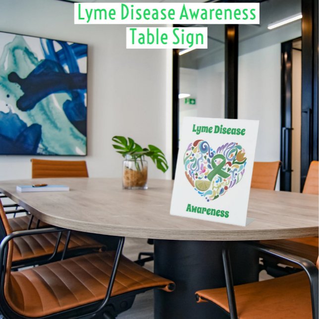 Lyme Disease, Green Ribbon Awareness Conference Pedestal Sign (Lyme Disease, Green Ribbon Awareness - Table Media Sign #lyme)