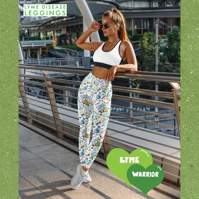 Lyme Disease Green Ribbon Awareness Yoga Leggings (Lyme Disease, Green Ribbon Awareness Leggings #lyme #lymedisease #yoga)