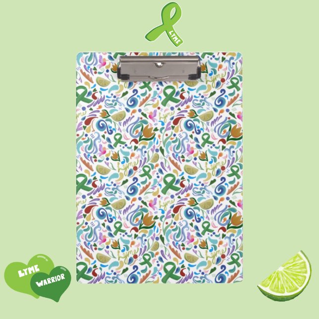 Lyme Disease, Green Ribbon, Lime, Office Clipboard (Lyme Disease, Green Ribbon Lyme, Lime, Awareness Office or Campaign Clipboard #lymedisease #lyme)