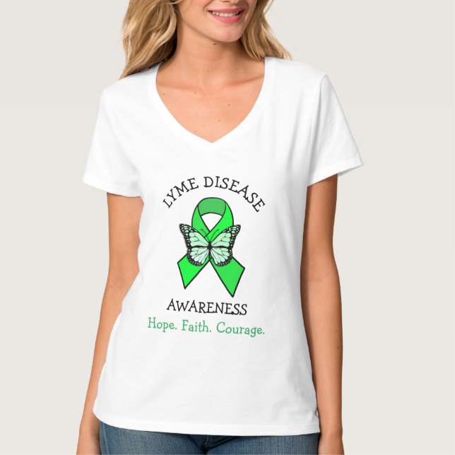 Lyme Disease Hope Faith Courage T-Shirt (Front)