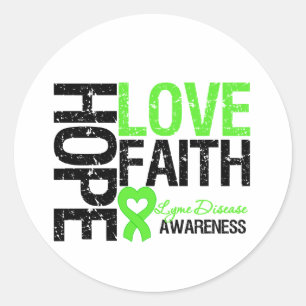 Lyme Disease Hope Love Faith Classic Round Sticker
